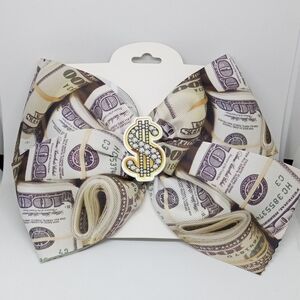 Dollar Bill Hair Bow with Dollar Sign